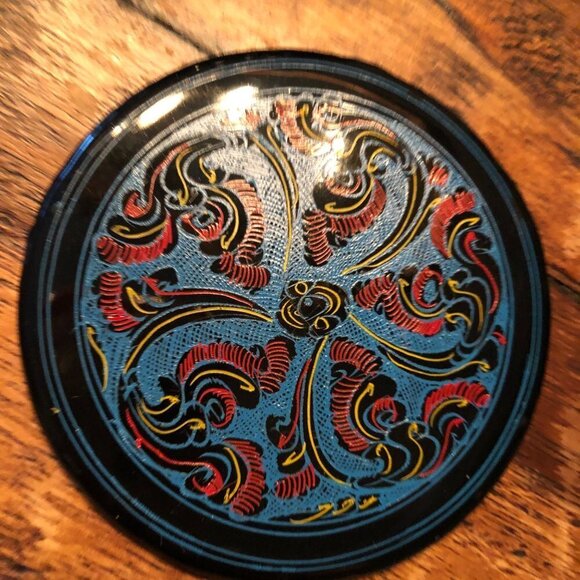 Vintage Lacquer Box Of 6 Coasters - Picture 6 of 6